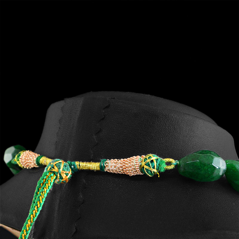535.00 CTS EARTH MINED RICH GREEN EMERALD PEAR FACETED BEADS NECKLACE STRAND