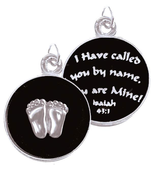 Precious Feet, Silver Plated, Isaiah 43:1 Pro-Life Jewelry, Charm