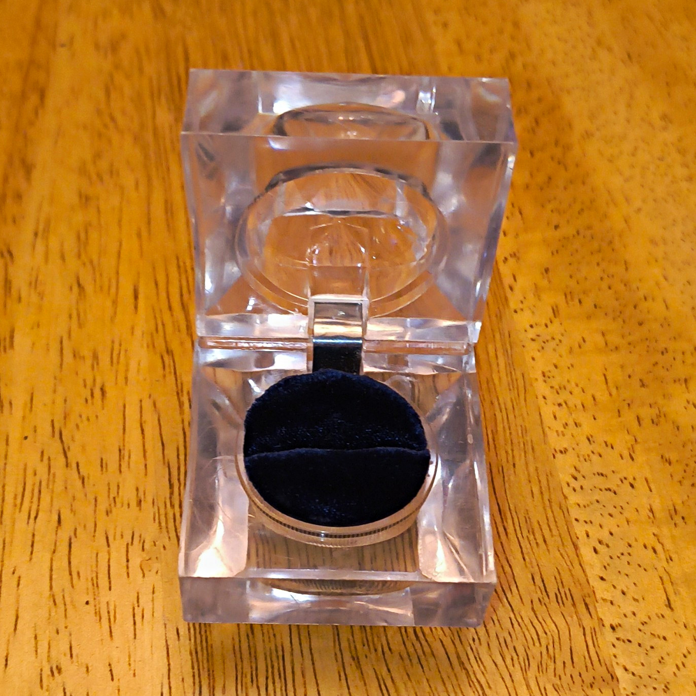 Clear Acrylic Square Ring Jewelry Box w/ Black Velvet Lined Insert, 1pc