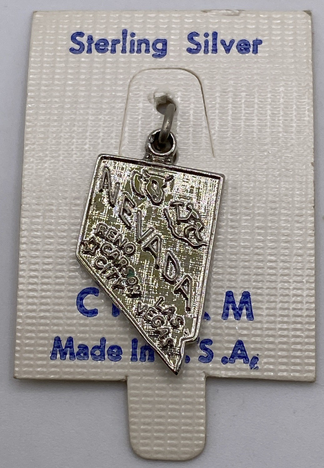 Sterling Silver Nevada State Charm Map Las Vegas, Carson City Highlights Nevada