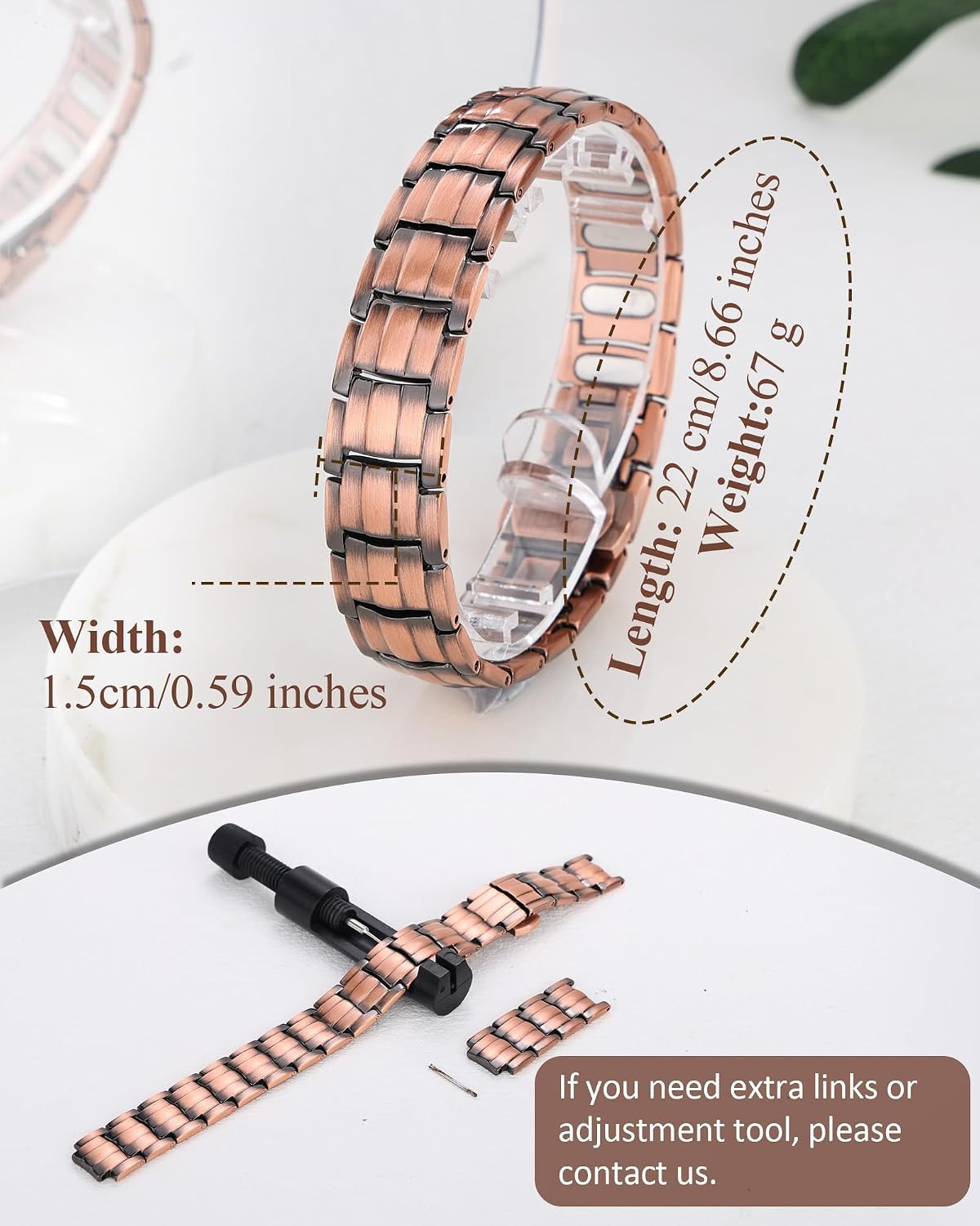 Patriotic Design Magnetic Bracelets for Men, Ultra Strength 99.9% Pure Copper Br
