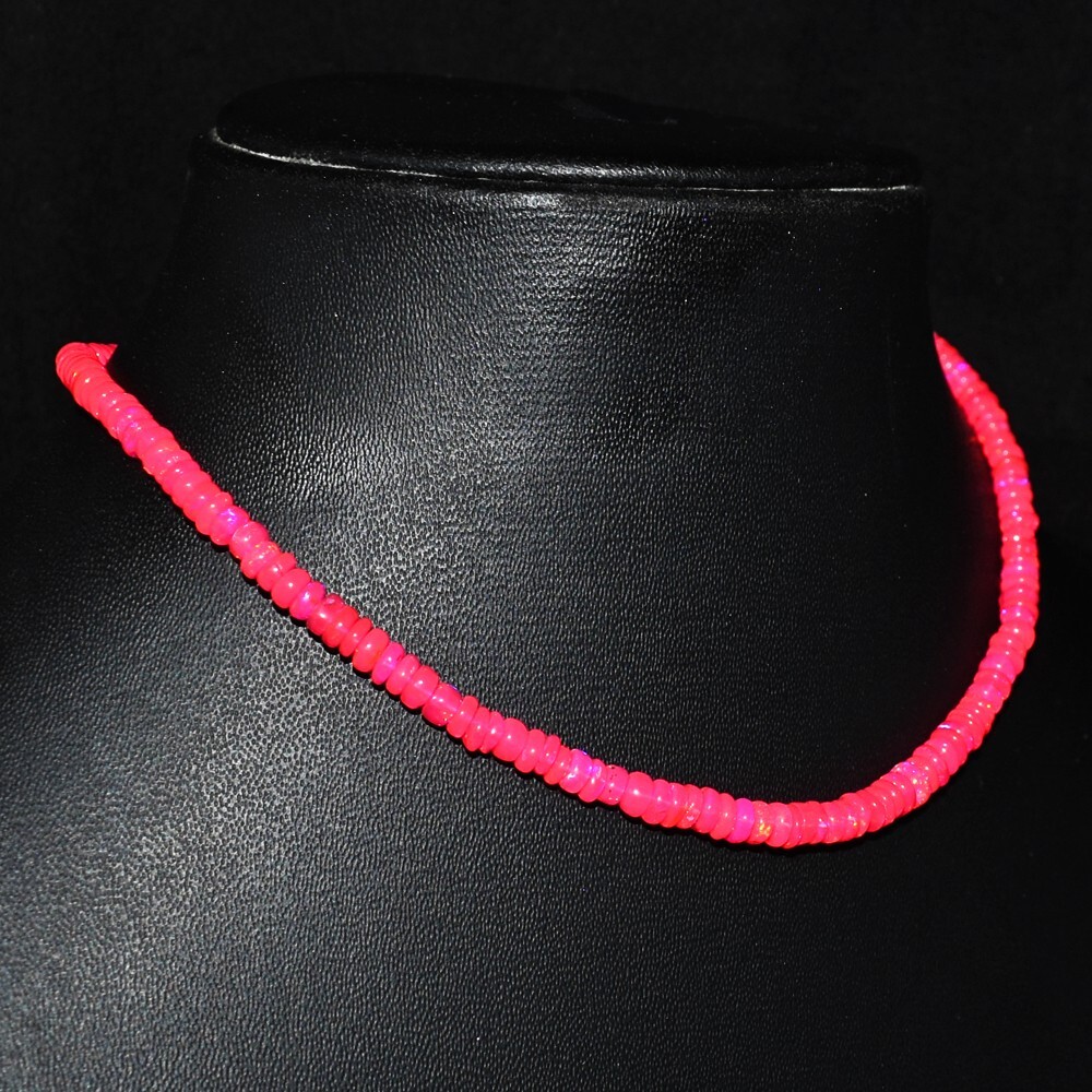 Most Amazing Pink Ethiopian Opal 36.00 Cts Beaded Beautiful Necklace VK 41 E593