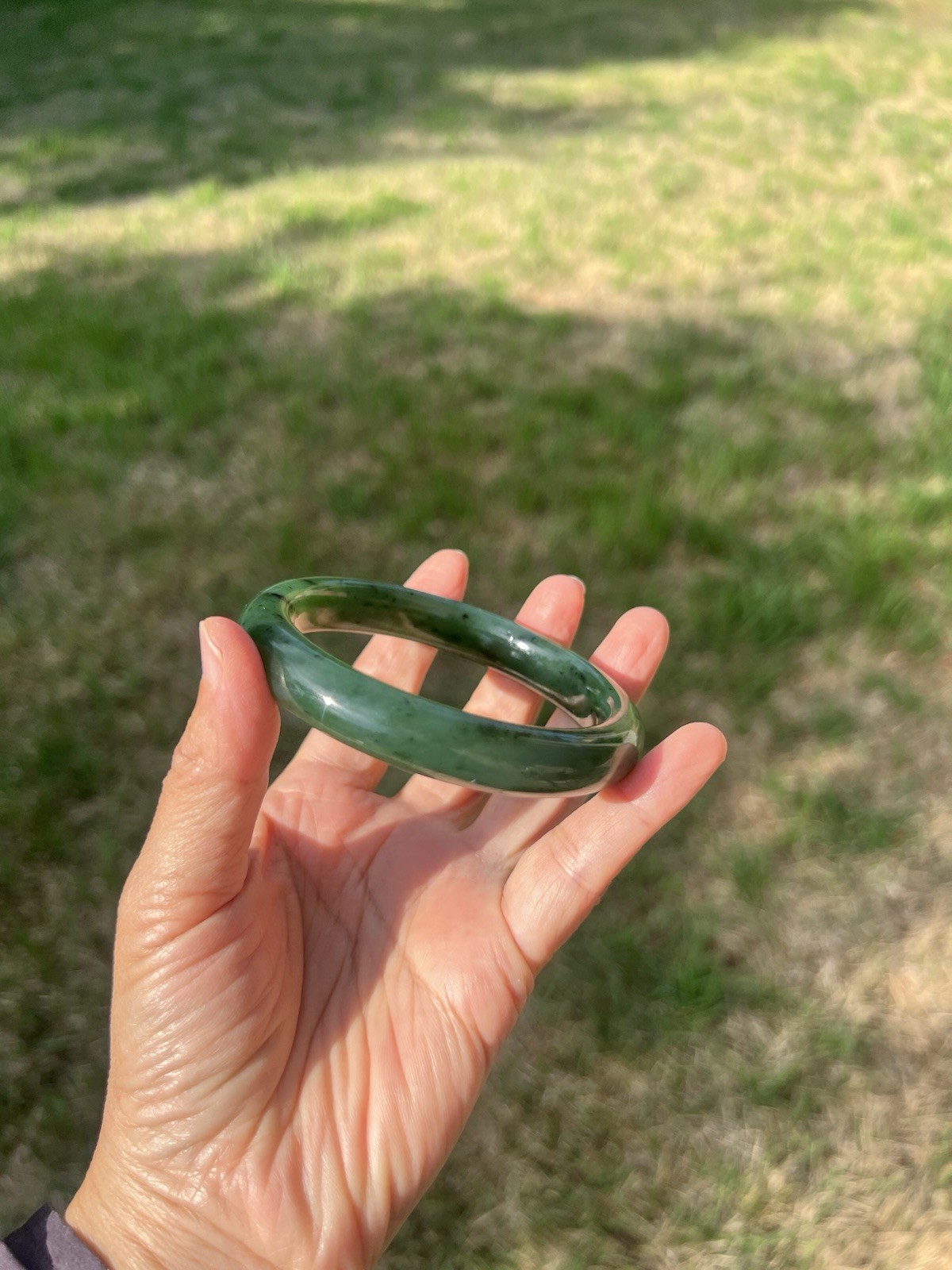XXL 63.5mm Genuine Green Nephrite Jade Bangle Bracelet B729 2