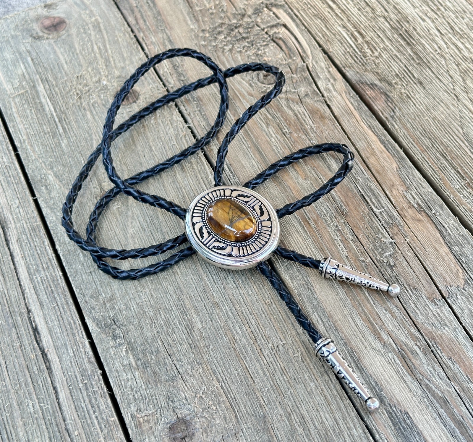 Bolo Tie Mens Wedding Necklace Leather Rope Western Cowboy Style