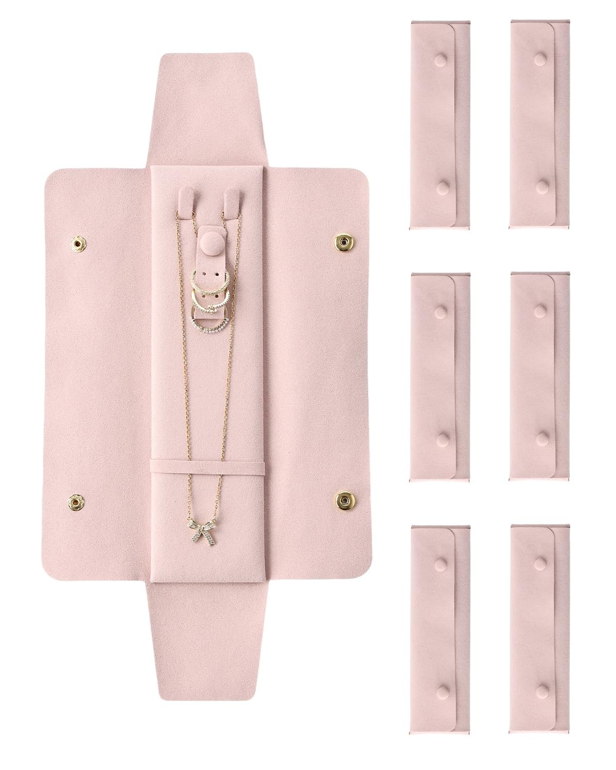 6 Pcs Velvet Travel Jewelry Roll Bag Organizer for Necklaces, Rings, Earrings…