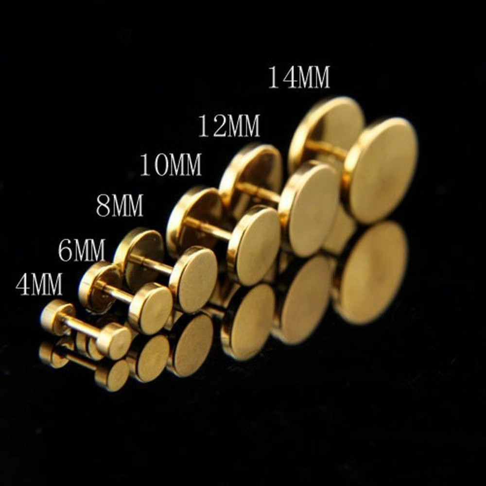 Stainless Steel Unisex Men Women Barbell Stud Earrings Punk Ear Piercing Plugs