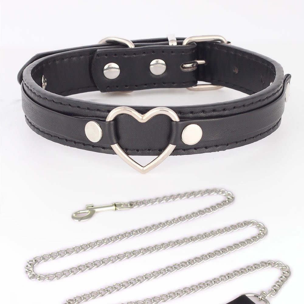 SEX WIFE Choker DIY BDSM Gift Necklace Heart Custom Collar Chain Metal Leash J4