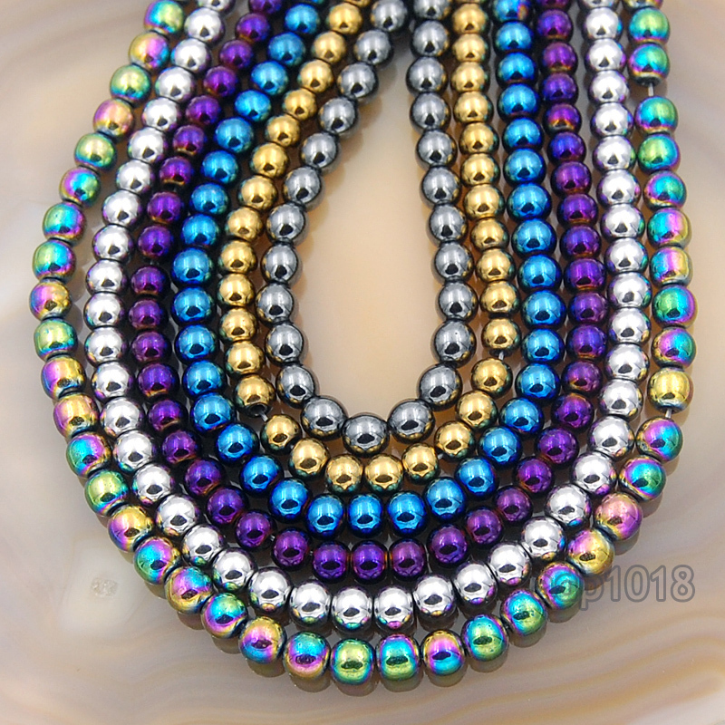 Natural Hematite Gemstone Round Beads 16″ Metallic Color 3mm 4mm 6mm 8mm 10mm