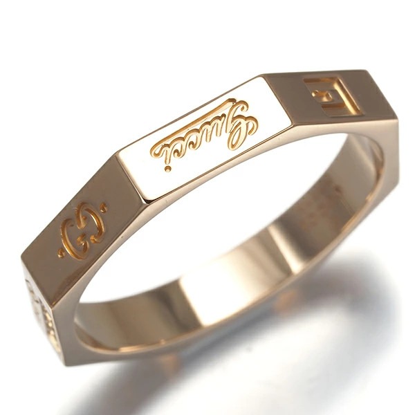 Gucci Ring Octagonal Logo US 8 K18PG Pink Gold Jewelry