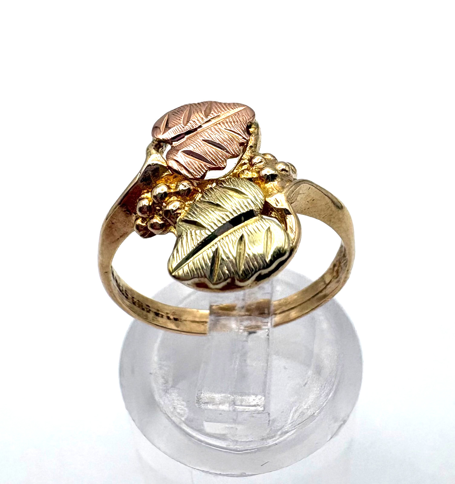 estate 10k yellow gold two tone leaf ring sz 6 – 2.4 grams $299 #901 24 hr. ship