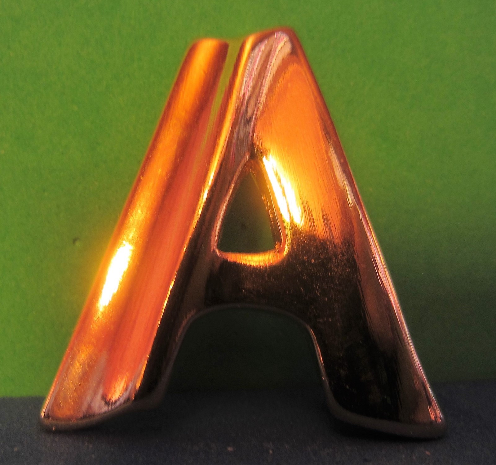 Un-marked Gold-tone A Shaped Pin/Brooch 1 1/4″ by 1 1/4″