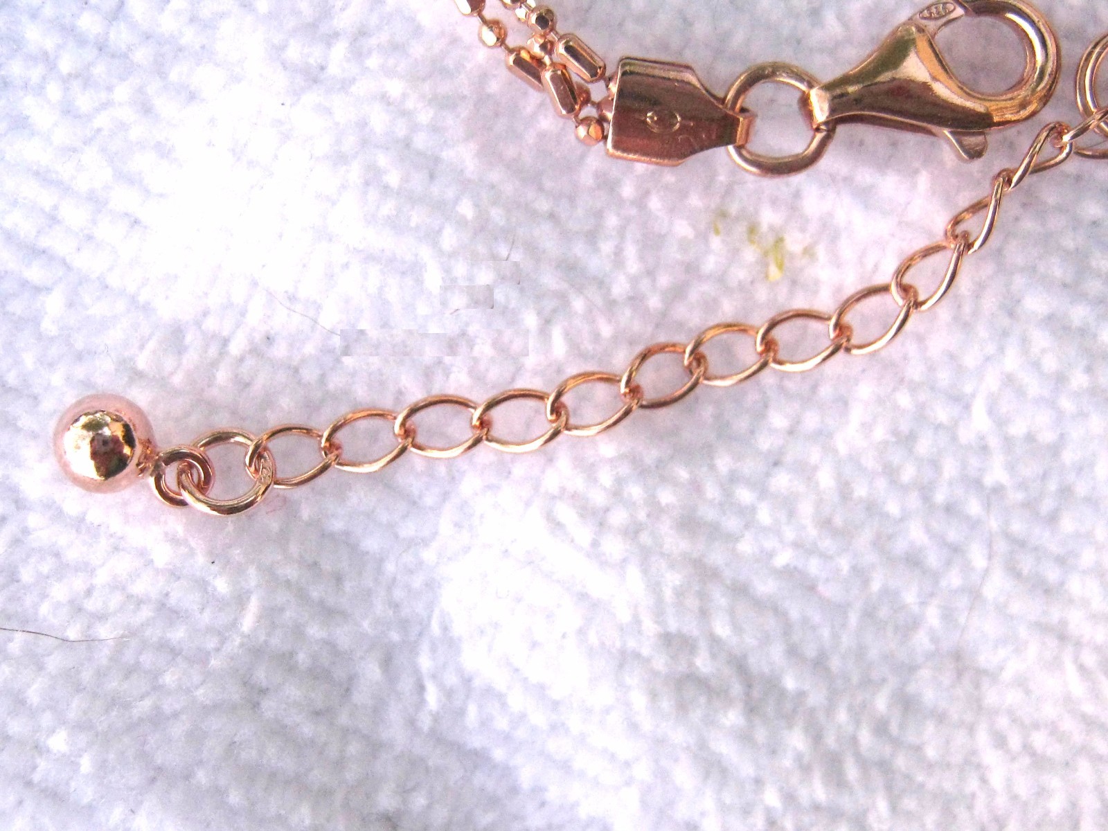 Italy Sterling Silver .925 & 14k Rose Gold Plated Bracelet 9″, Adjustable Extend