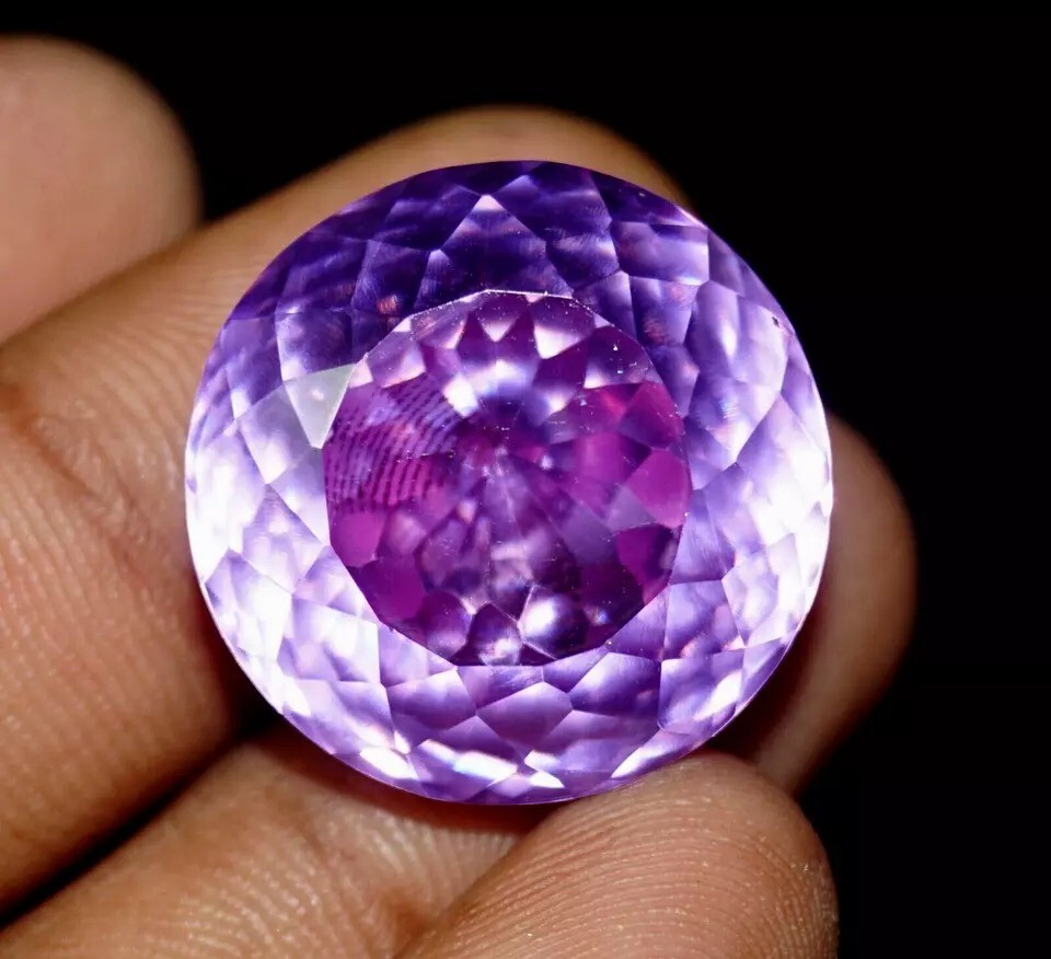 92.57 Ct Natural Certified Cambodian Purple Zircon Round Cut Loose Gemstone