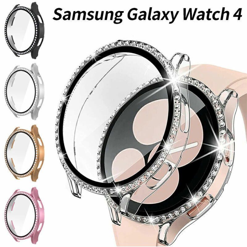 Metal Strap Band Bling PC Case Cover For Samsung Galaxy Watch 4 5 6 7 40mm 44mm