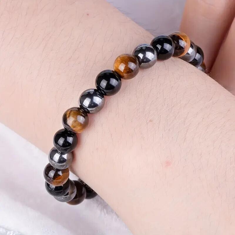 Bead Bracelet Women Natural Tiger Eye Hematite Obsidian Spiritual Healing 8mm