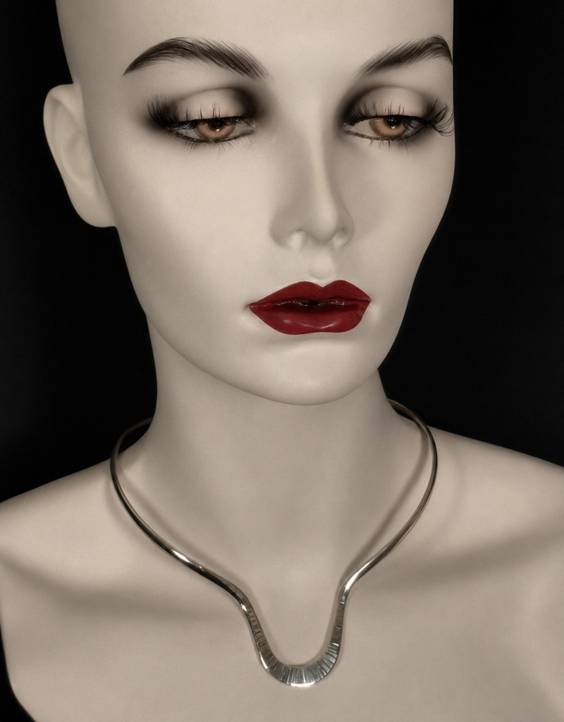 Alton Sweden Sterling Silver Modernist Torque Necklace Scandinavian Choker