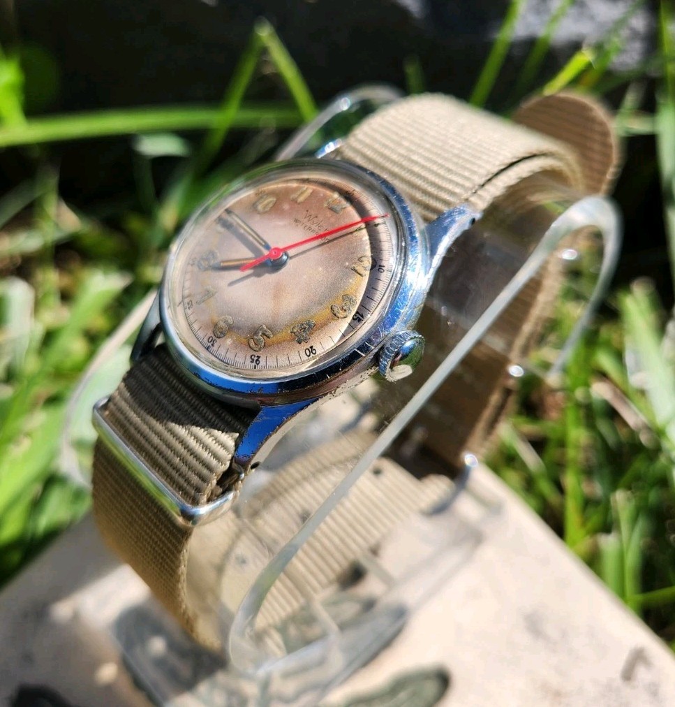 Vtg 1950’s Wyler Military Patina Dial Men’s 32mm Watch ETA 1080 Mechanical 17J!!