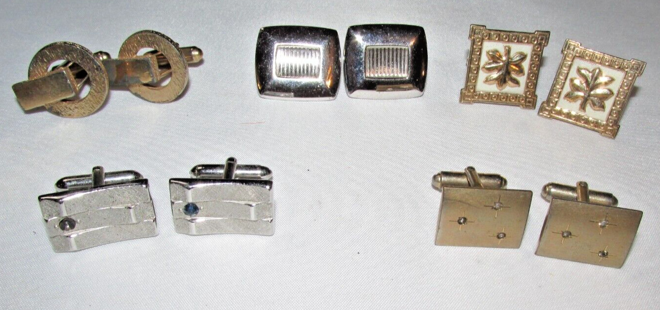 A17, Lot of 5 sets Vintage Cufflinks, Enlarge Pictures to see details.