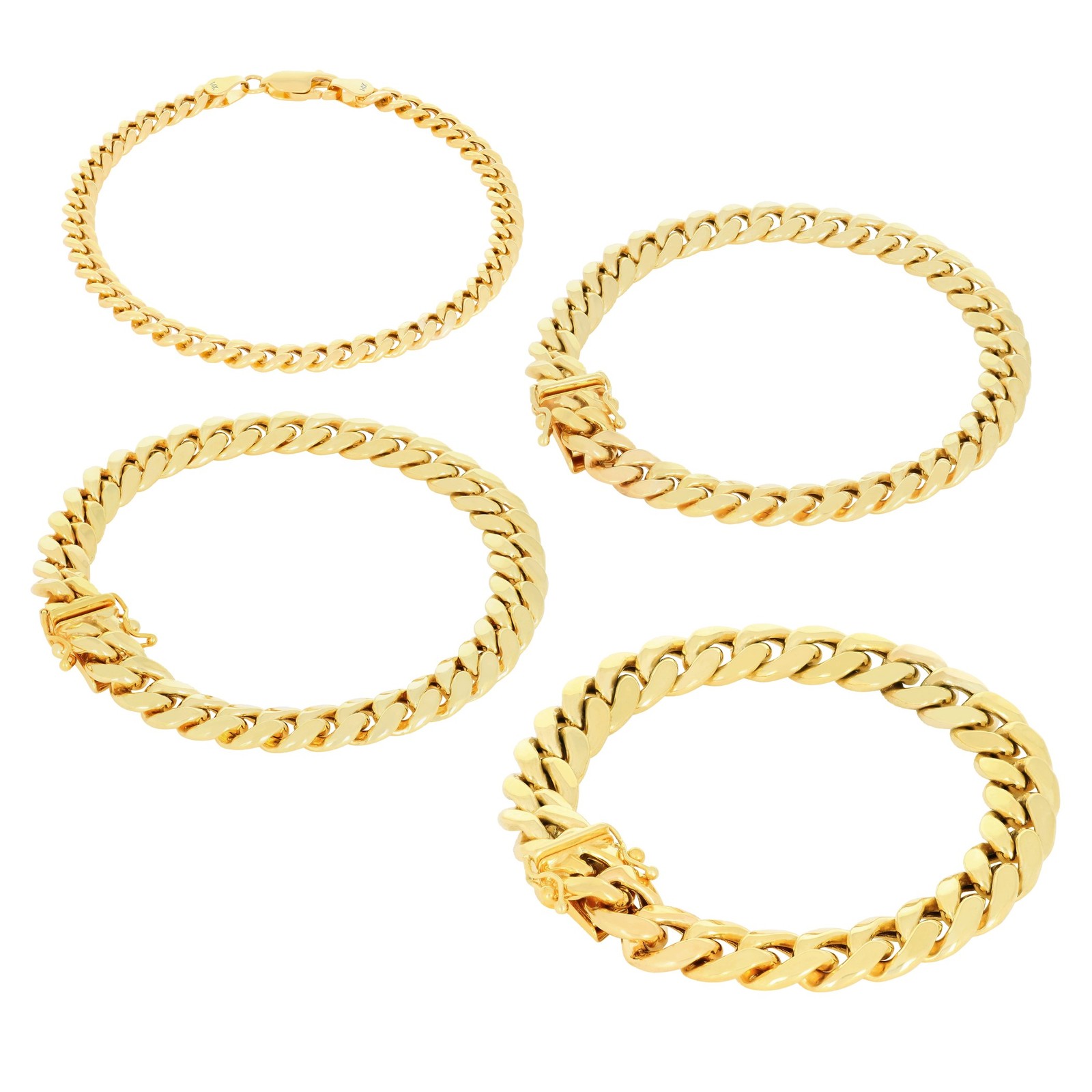 14K Yellow Gold 3mm-12.5mm Real Miami Cuban Link Necklace Chain Bracelet, 7″-30″