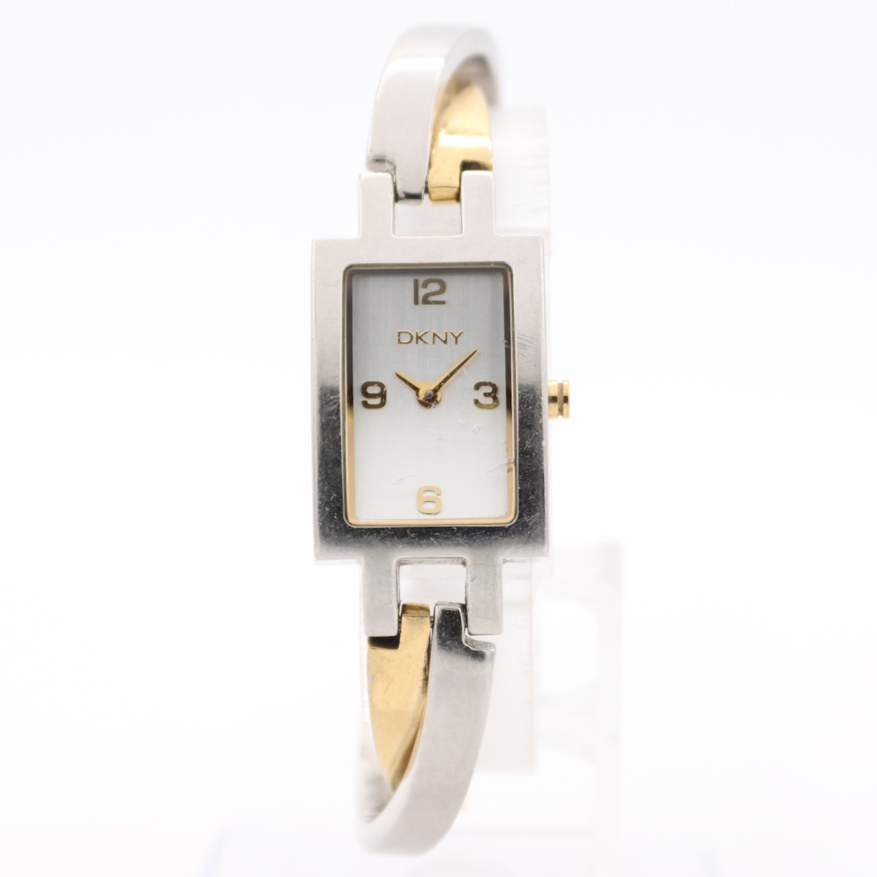 Vintage 17.5mm DKNY NY-3638 Crosswalk Twist Ladies Quartz Wristwatch Two Tone