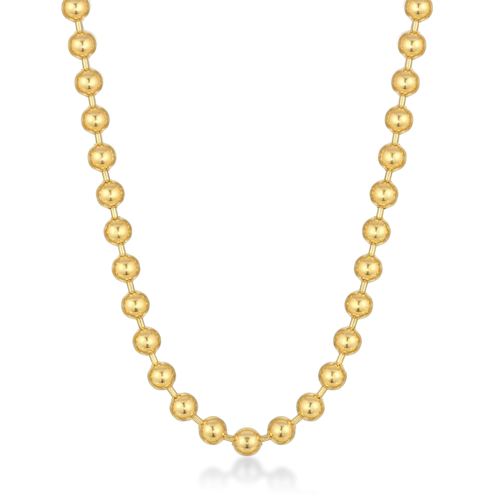 Gold Ion Plated Stainless Steel 8MM Ball Chain Necklace – 20-30″ Lobster Claw