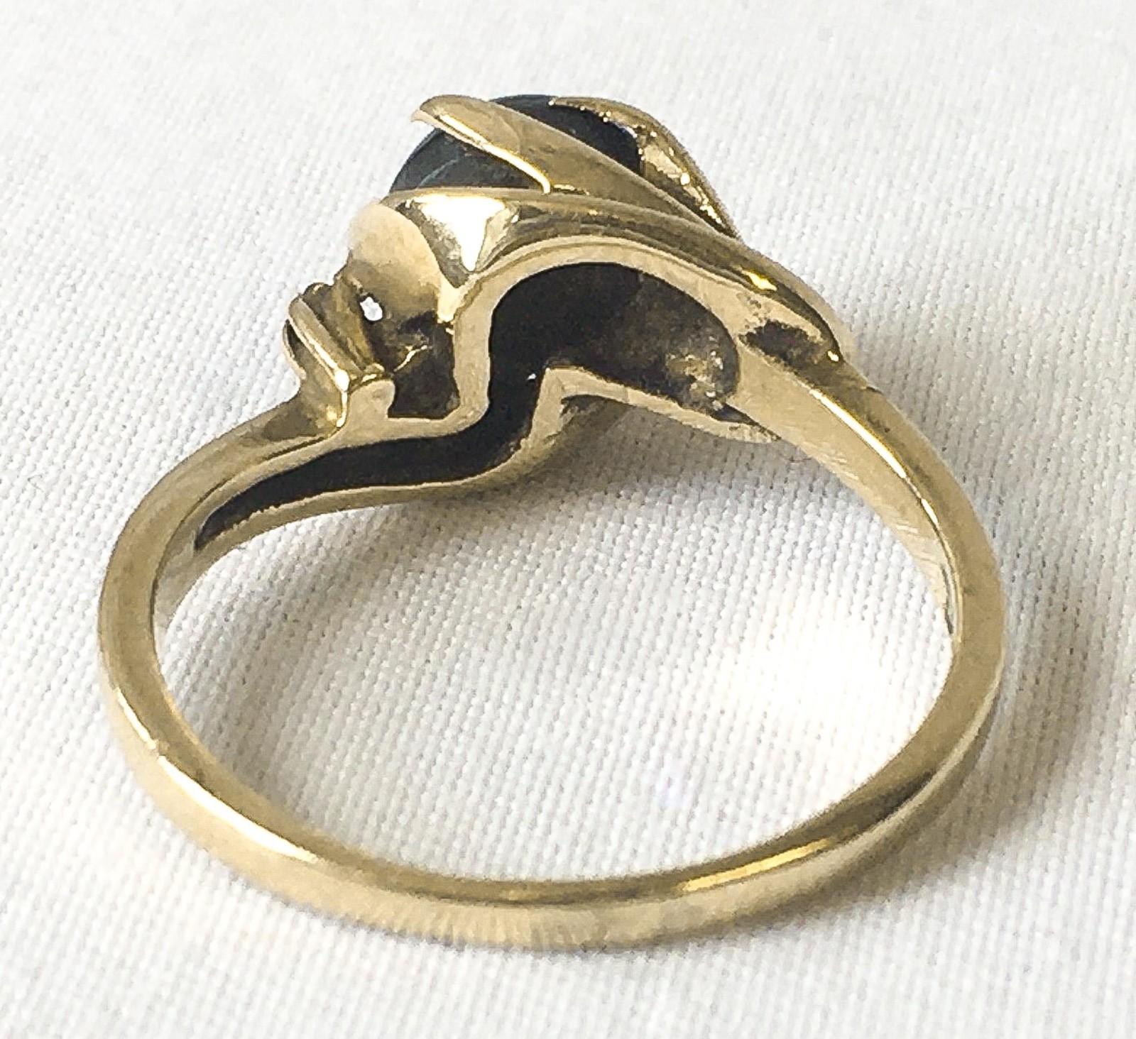 Vintage Deson 10K Yellow Gold Black/Dark Gray Cat’s Eye Ring, Sz. 5.75