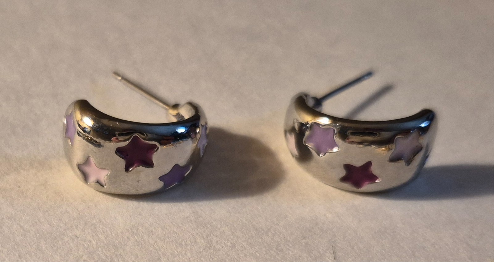 Moon Stars Shape Earrings Lot Silver Gold Dangle Drop 5 Pair Pierced Enamel Gems