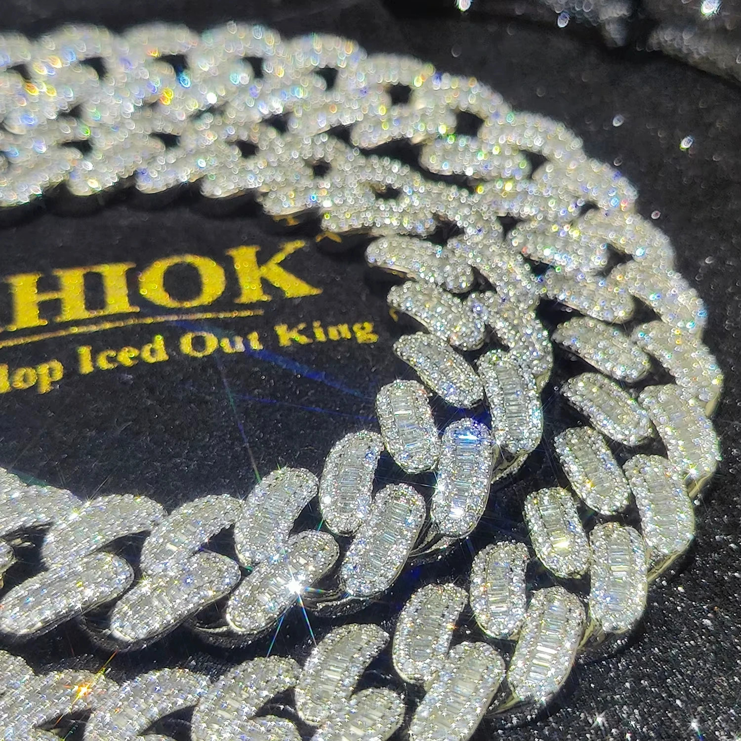 Diamond Iced Out Cuban Link Chain with Baguette CZ in Silver/Gold Plated