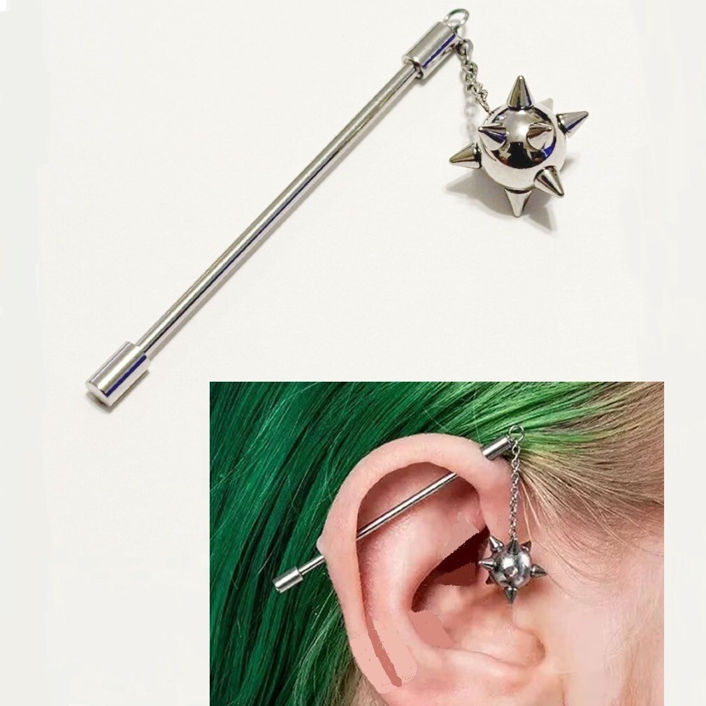FLAIL BALL INDUSTRIAL BARBELL 316L Surgical Steel 14g 1-1/2″ Length.