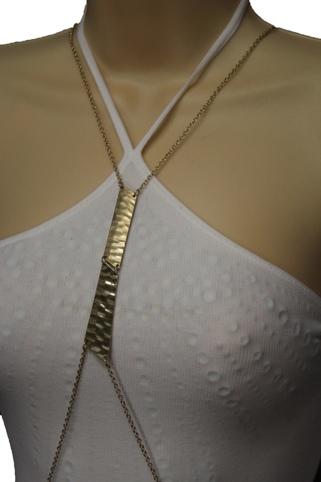 Women Gold Metal Body Chains Long Necklace Jewelry Beach Harness Bikini Basic