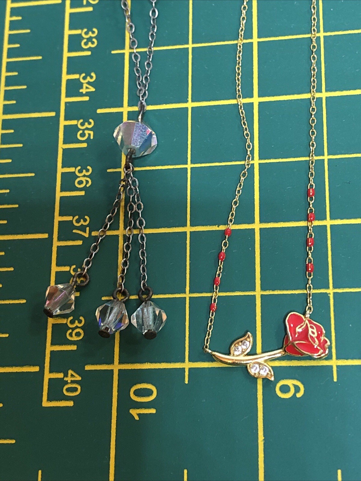 b56. 925 Sterling, GF, Mix material, Enamel, Glass, Stone 9 chain Necklaces 21g