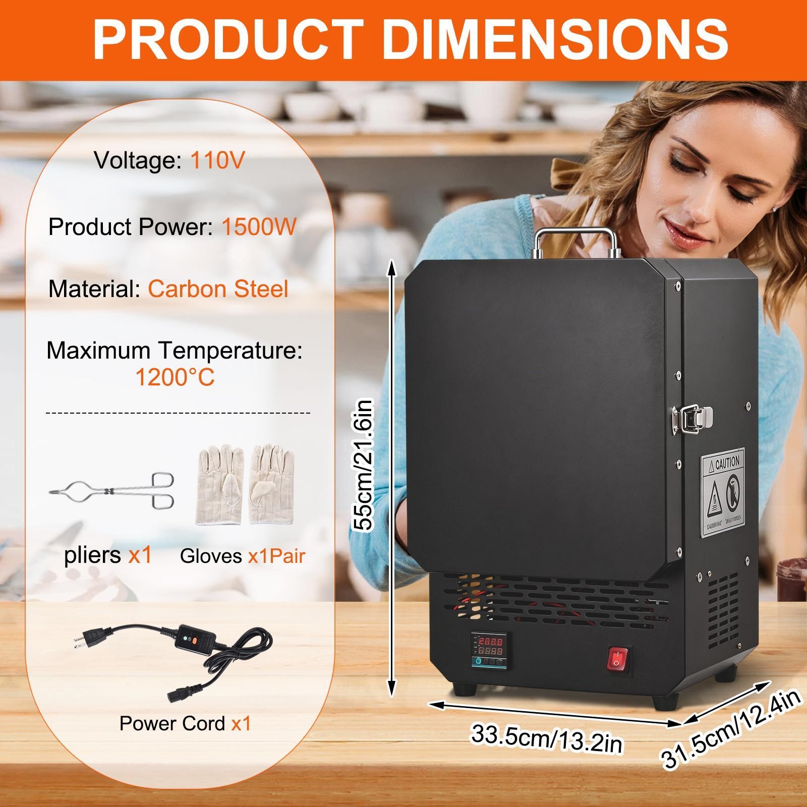 Tabletop Kiln Melter 1500W Electric Melting Furnace for Wax Casting Metal USA