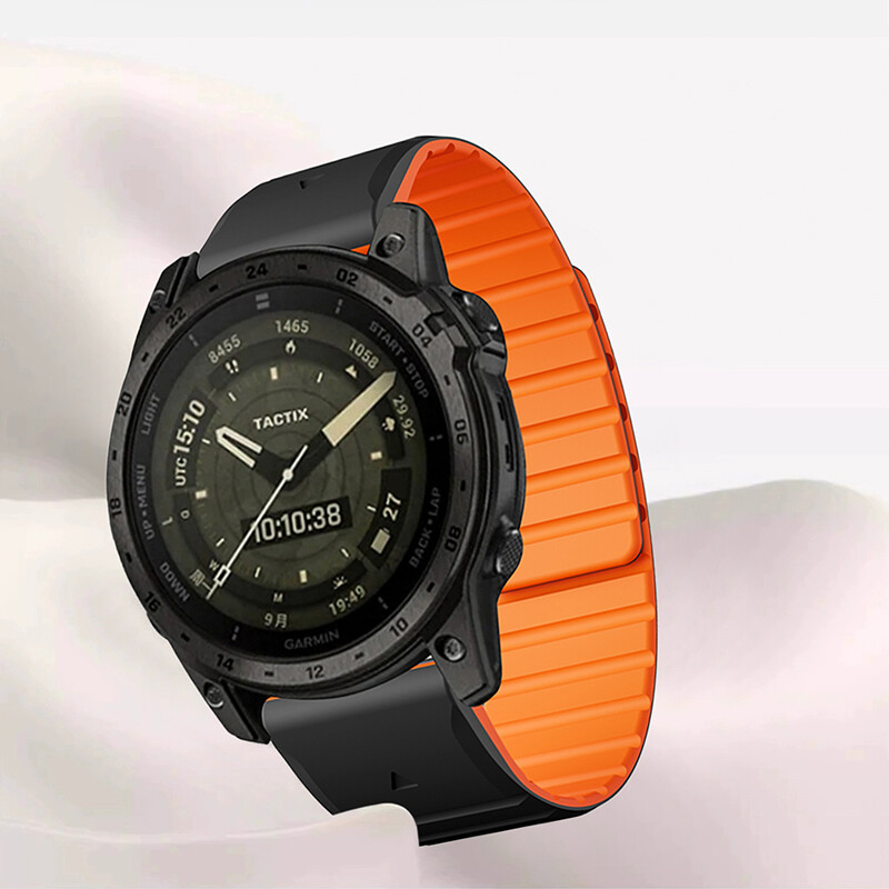 For Garmin Fenix 7/7X/6/5/3 22/26MM Quick Fit Silicone Link Magnetic Strap Band