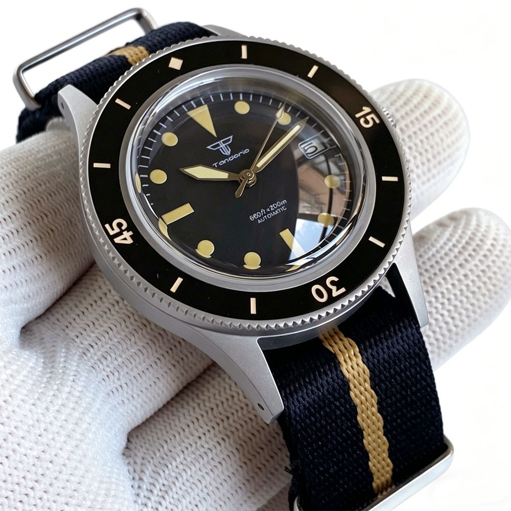 Tandorio 40mm Sapphire Black Dial Ceramic Bezel 20ATM Auto Japan NH35 Men Watch