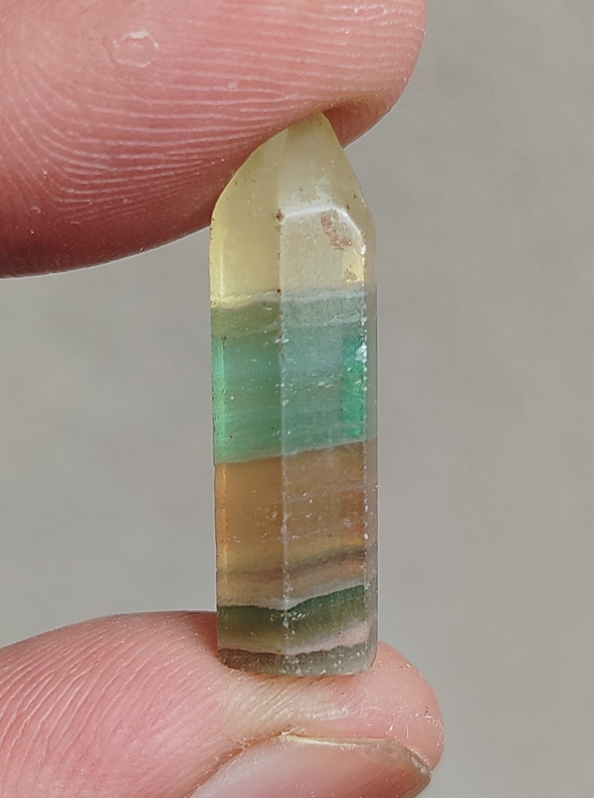 Natural Rainbow Fluorite Cabochon, Terminated Pencil Shape Healing Crystal