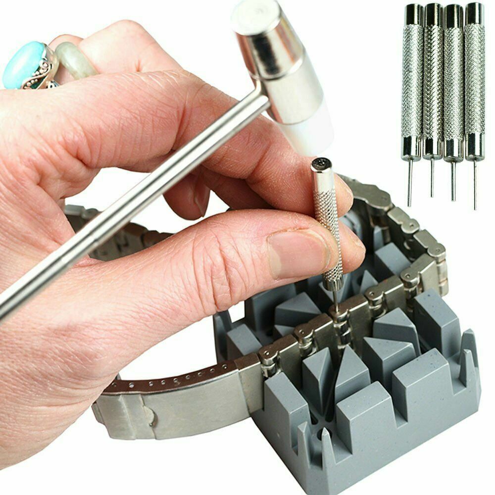 Watch Repair Band Link Remover Tool Kit – Hammer Punch Pins Watch Strap Holder