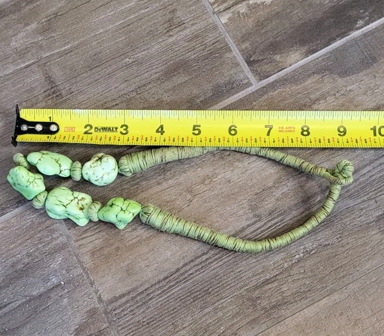 Vintage Green Gaspeite Nugget Yarn Wrapped Necklace Free Shipping