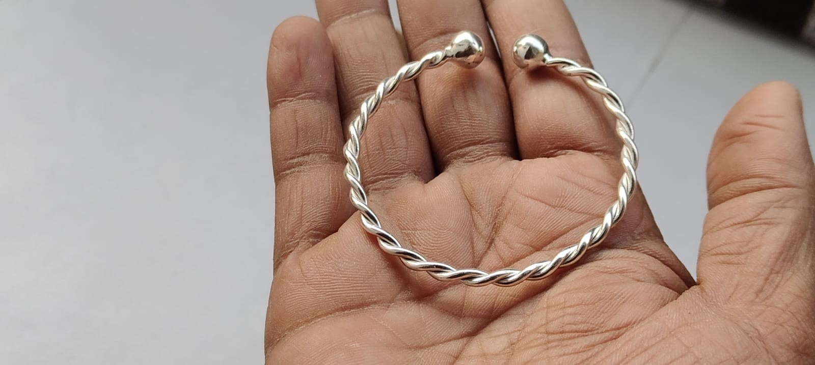 Thick Heavy Sterling Silver Ankle bangle, 925 Silver Plain Adjustable Bangle | H