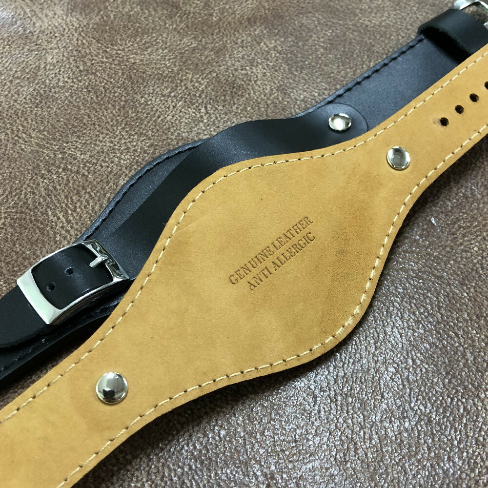 Size 16/18/20/22mm XL Long Vintage Fix-Lug Leather Cuff Watch Strap/Band #164