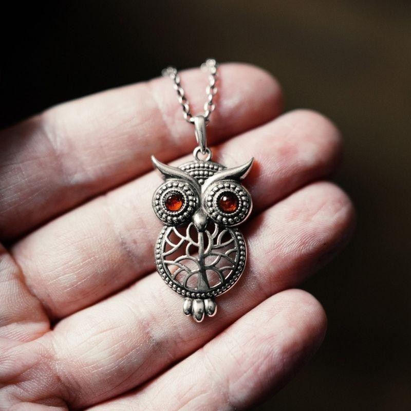 Women Accessories Owl Pendant Life Tree Necklace Vintage Silver Tone Fashion