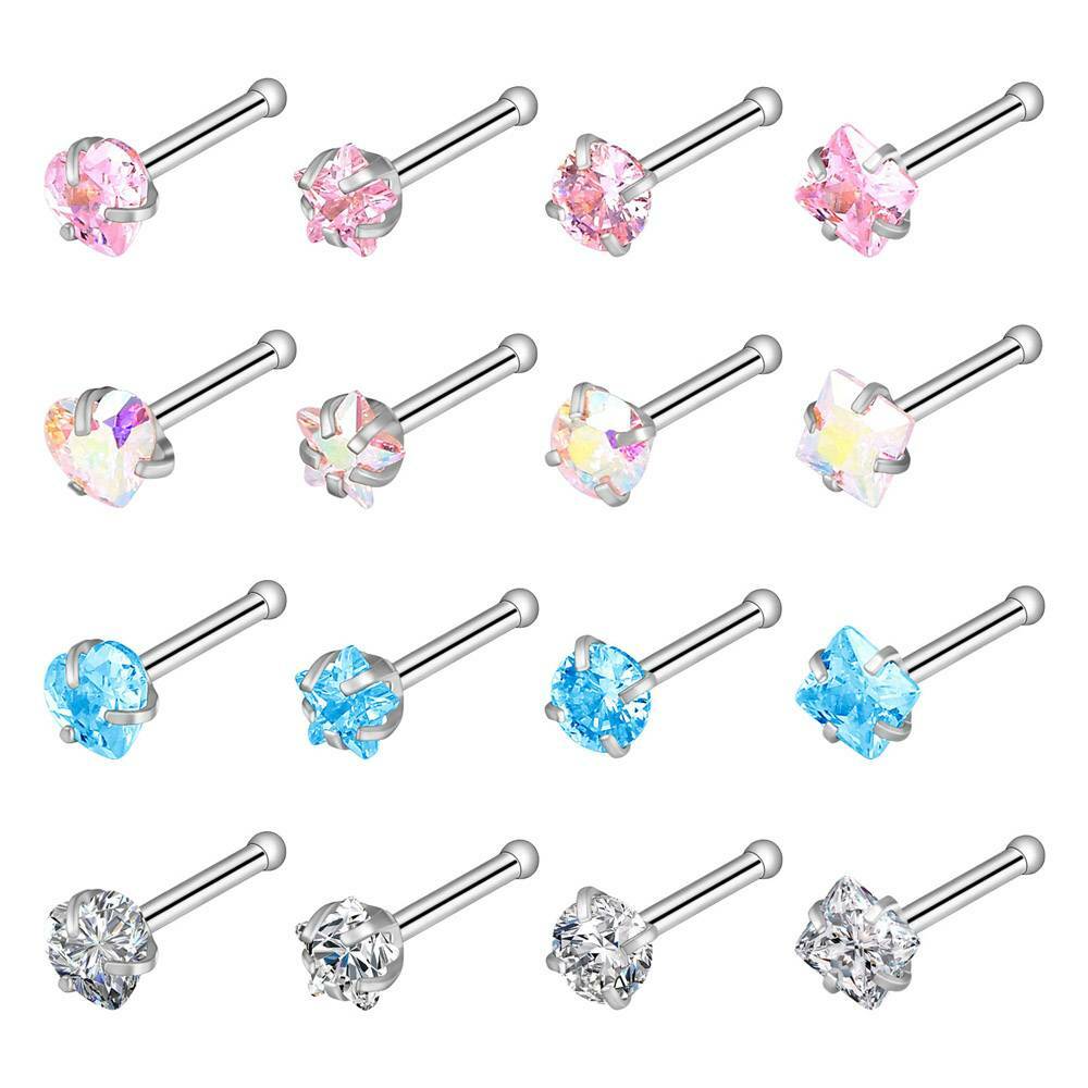 32PCS C-Shaped Nose Hoop Ring Surgical Steel Bone Studs Body Piercing Set 20G
