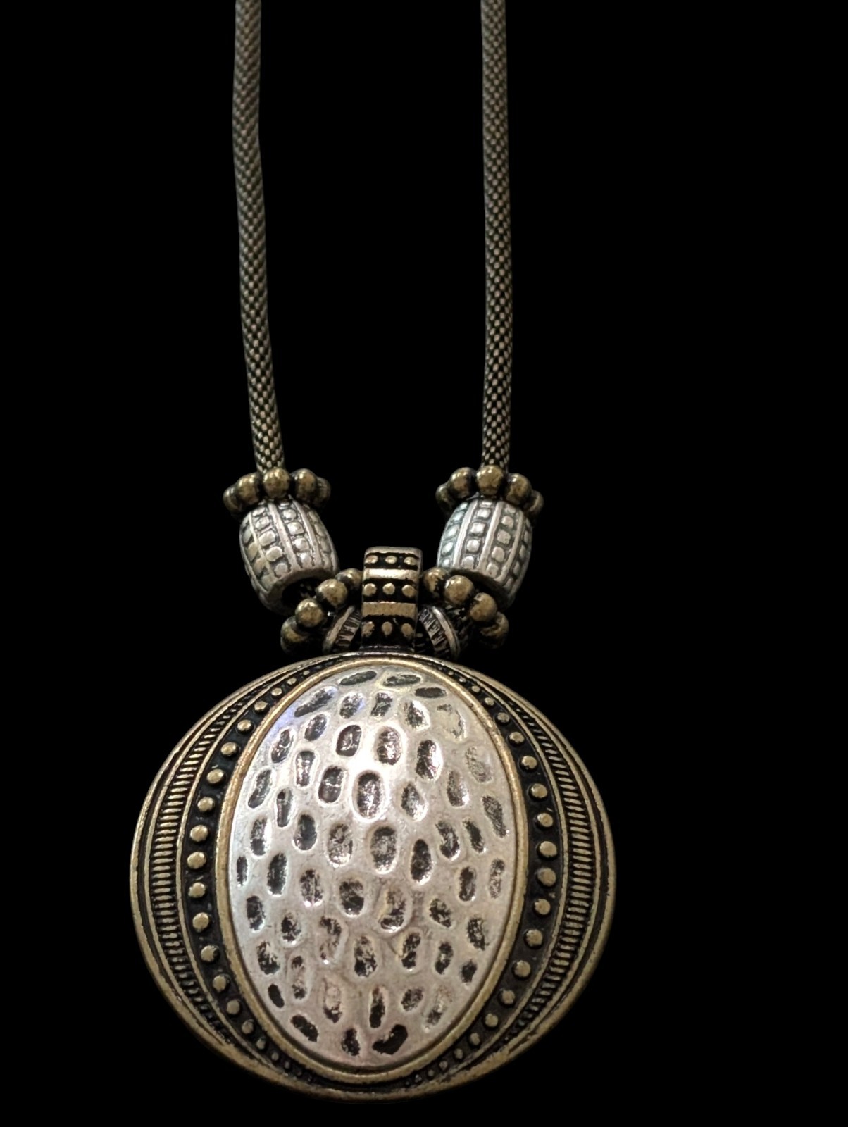 1928 Jewelry Co Mixed Metal Magnetic Hinged Enhancer Pendant Mesh Necklace Boho