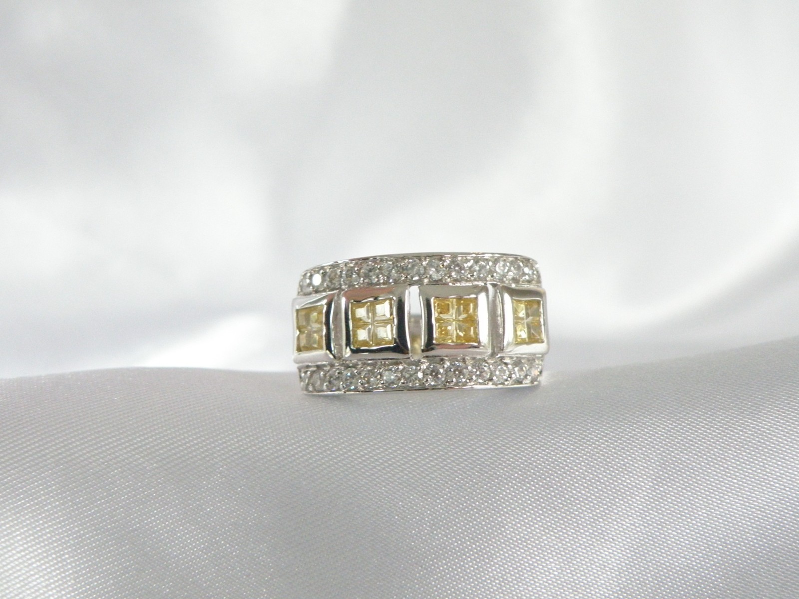 Victoria Wieck Sterling Silver 925 Channel Set Yellow CZ Ring Size 8