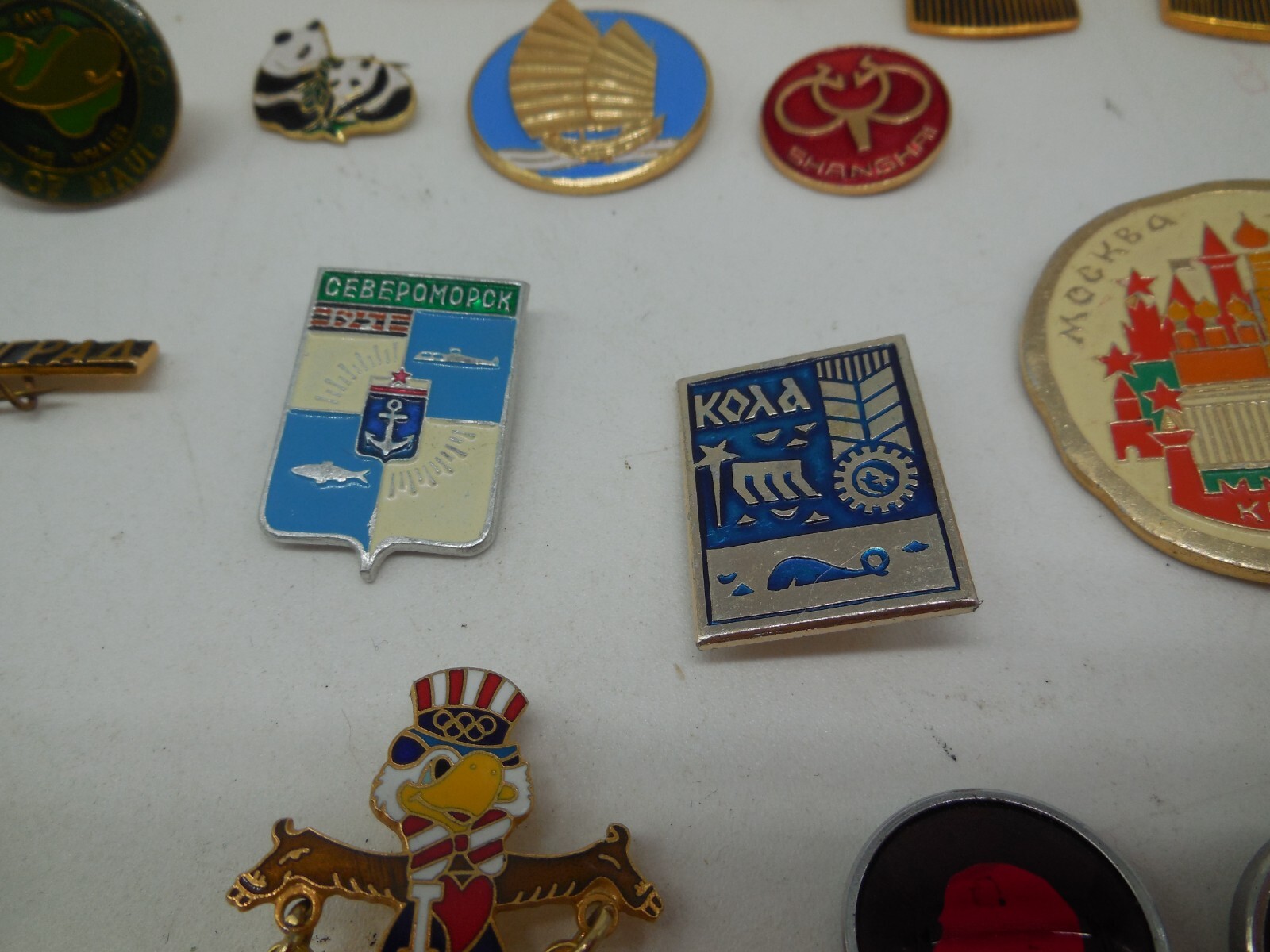 H12 Vtg Russian & Chinese Lapel Pins & Opera Mask Pendant lot Set Enamel
