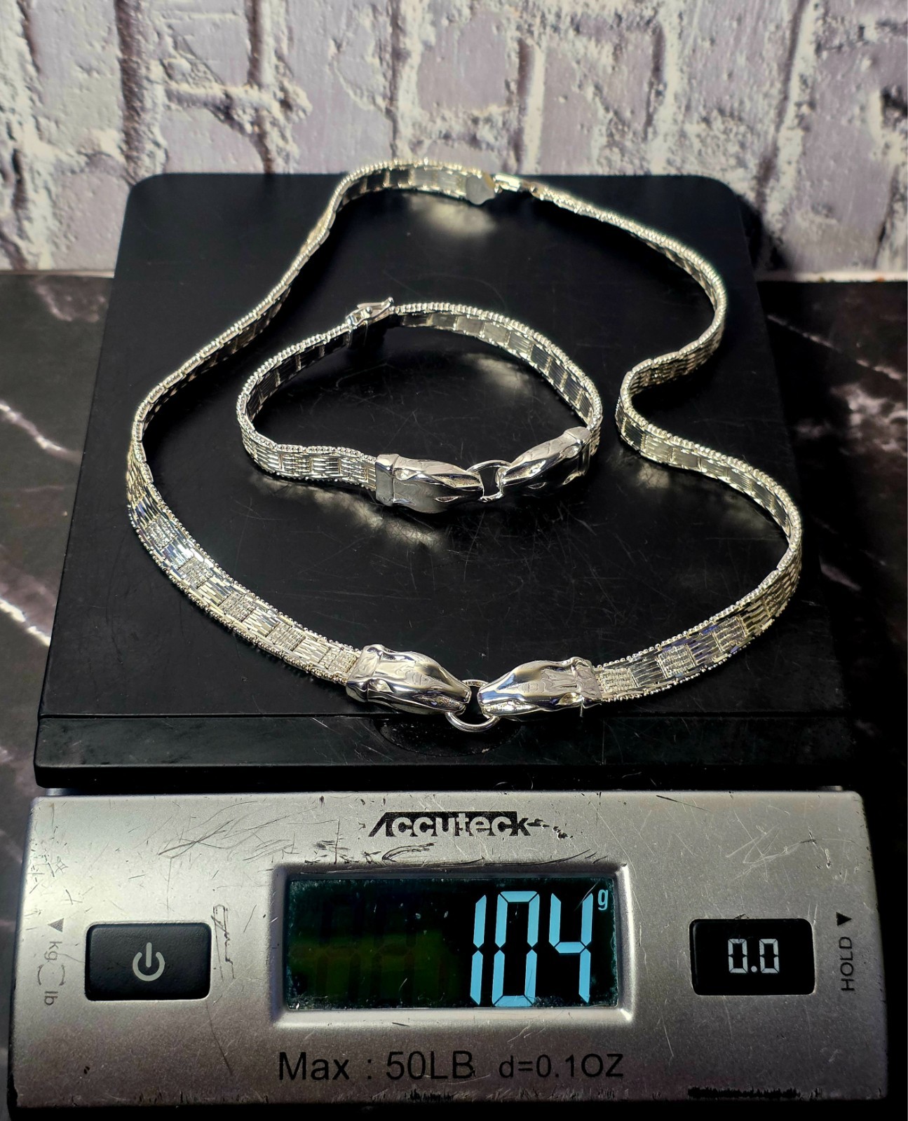 Milor Italy .950 Fine Silver Riccio Panther Necklace & Bracelet Set Rare Luxury