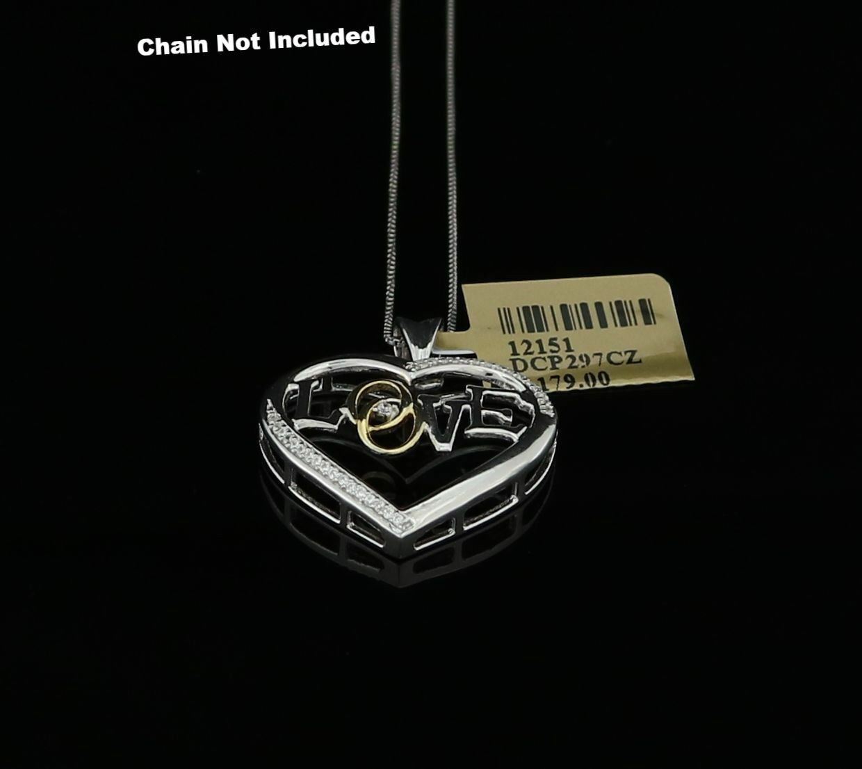 Special 925 White Sterling Silver Heart Pendant with 0.00ct Cubic Zirconia