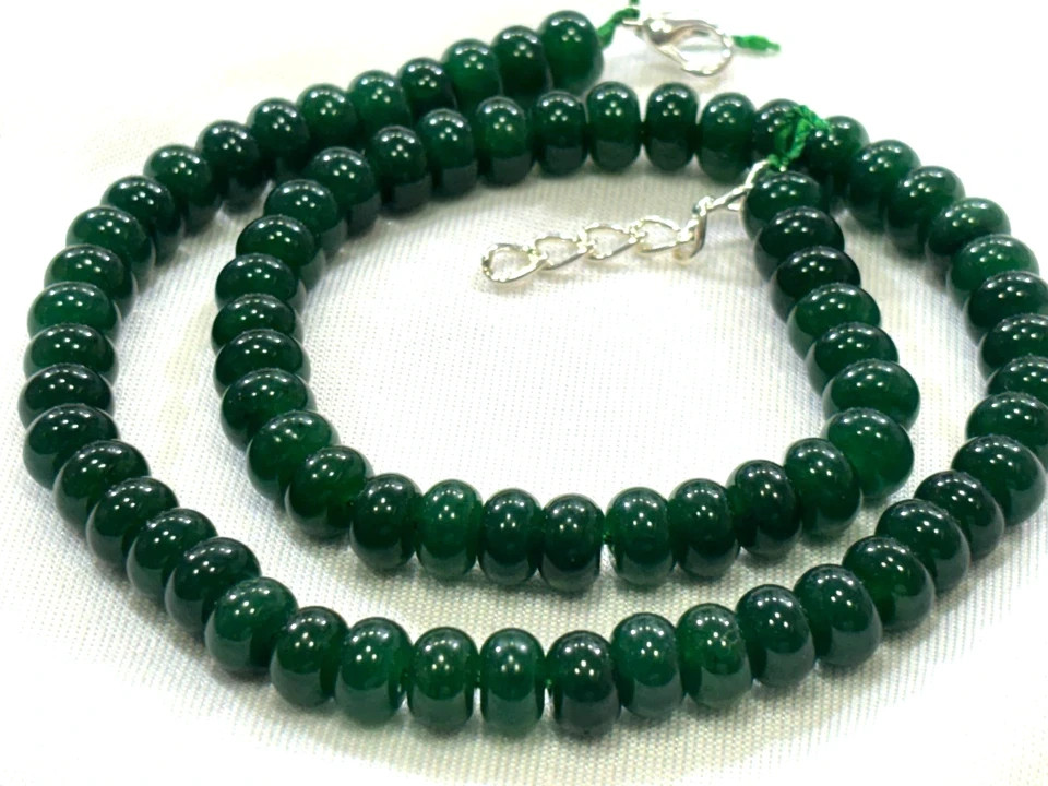 Emerald Rondelle Smooth Beads 24 Inch 8-9 mm 1 Necklace Gemstone
