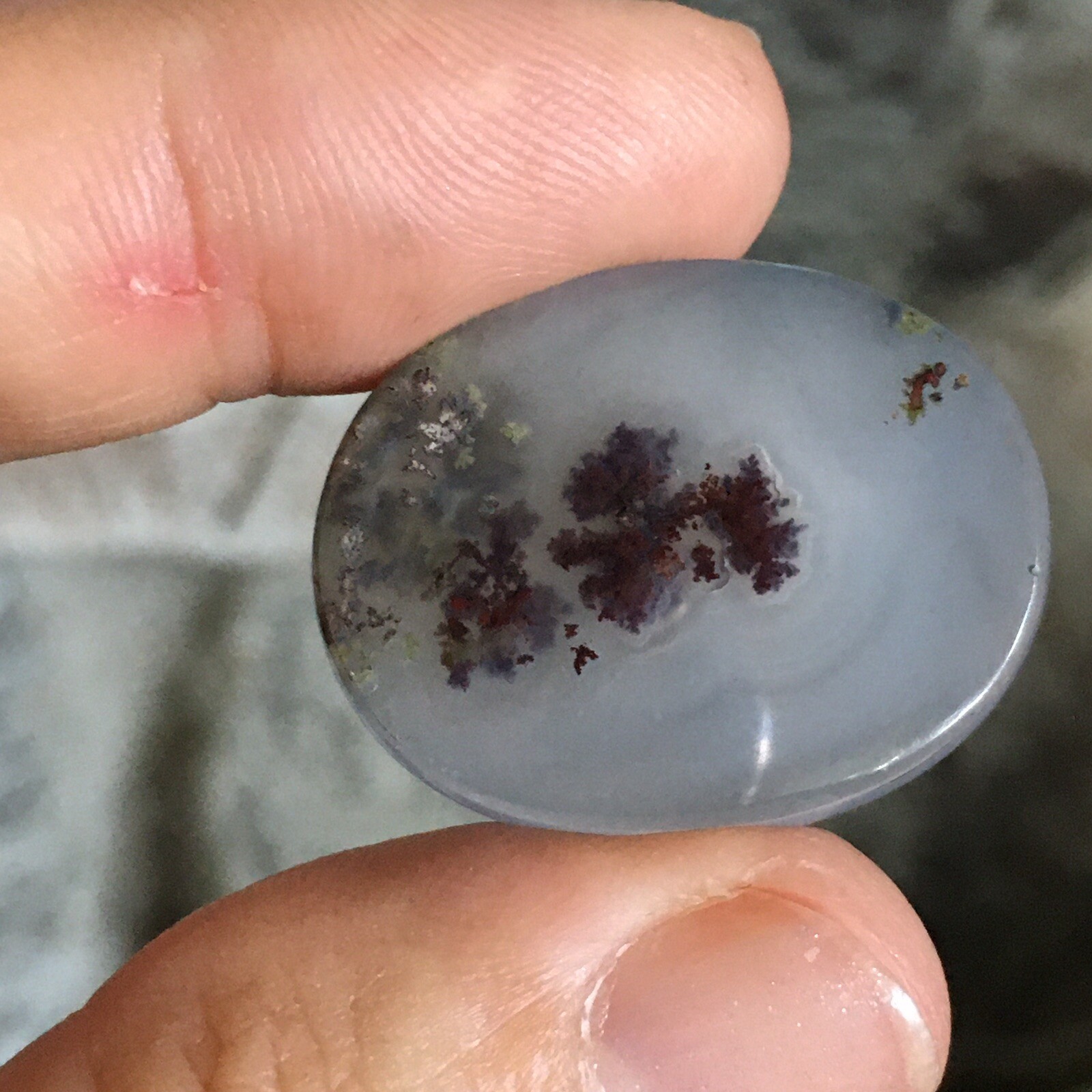28×22.5×5.4mm Very Fune Dendrite Agate Oval Cabochon Loose Picture Stone