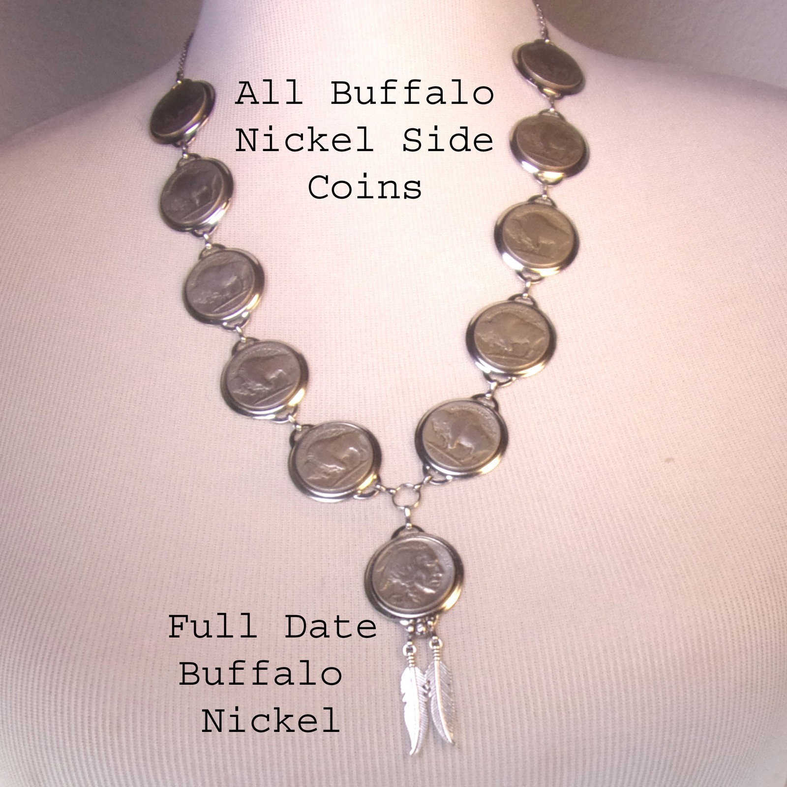 Buffalo Nickel Necklace,11 Coin Genuine Buffalo Nickel Necklace, Unique Design