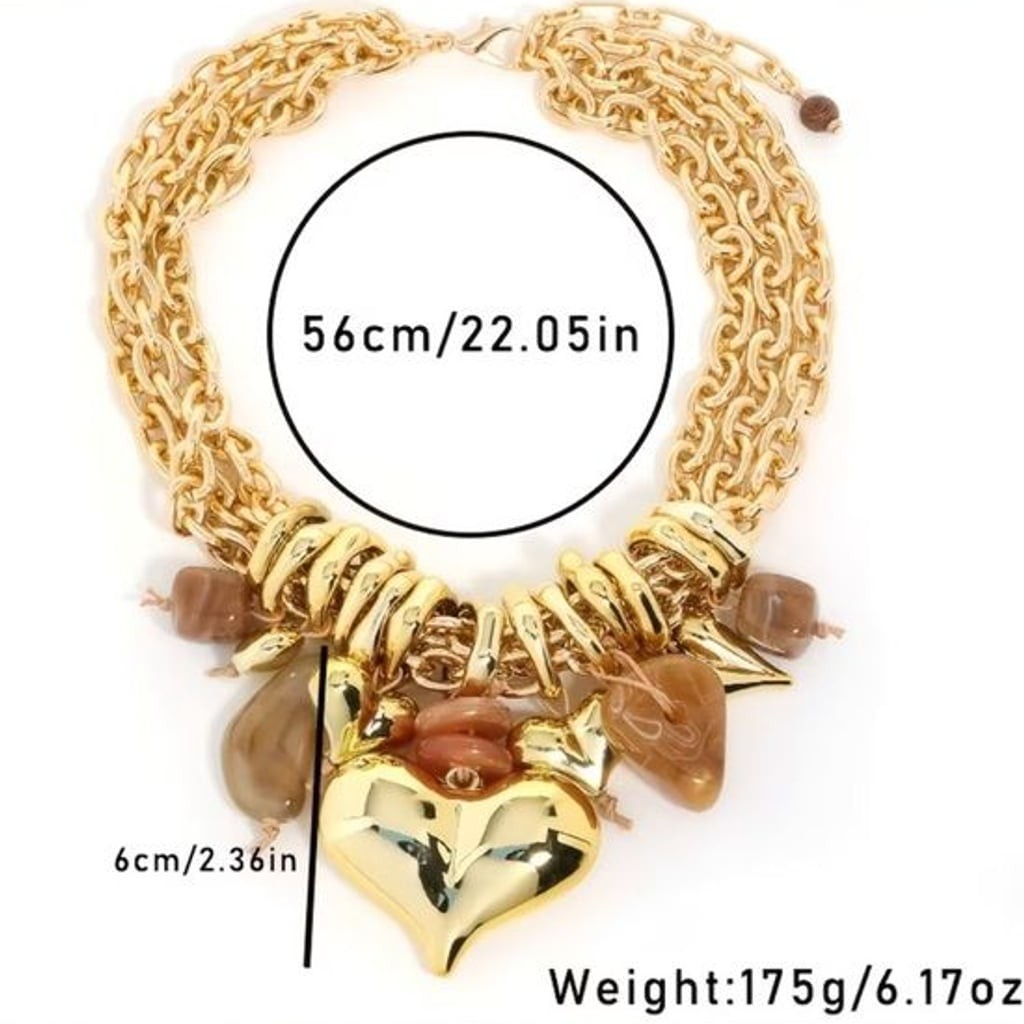 Gorgeous Heart Charm Gold Necklace Green Stones – Women Jewelry Luxe
